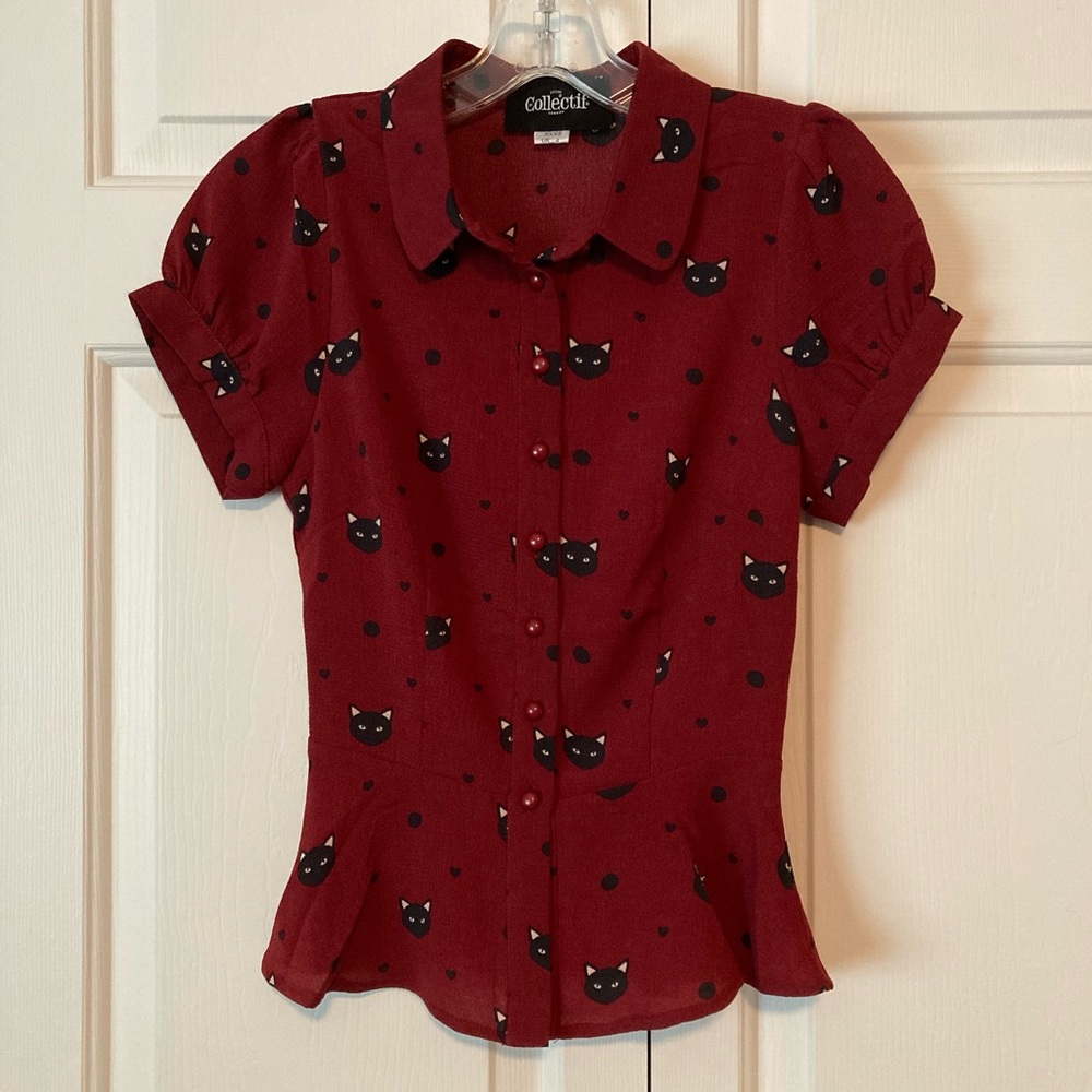 Collectif Mary Grace cat peplum blouse